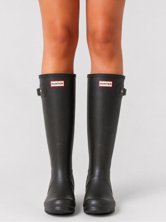 Hunter Shoes - Hunter Tall Matte Black Rain Boots with Side Buckle Size 7